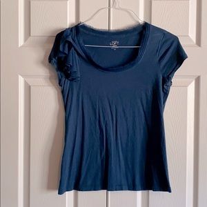 Cute blue dressy Loft T-shirt! Size Petite M